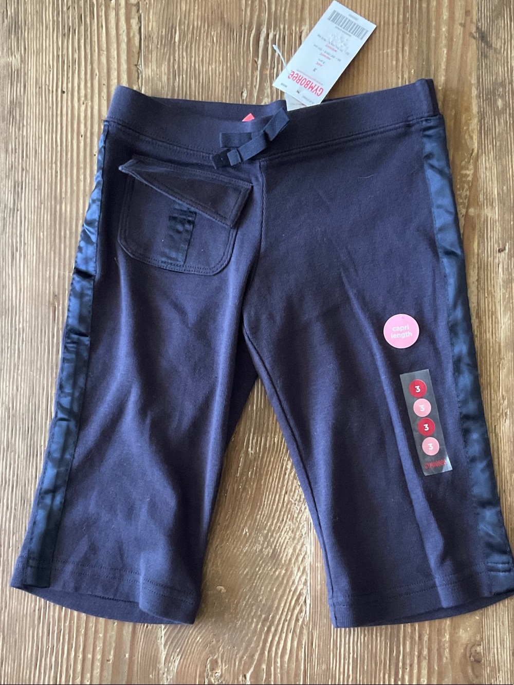 Gymboree Navy Blue Knit Bermuda Shorts with Satin Side Trim capri length